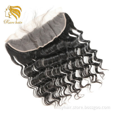 100% Human Hair Virgin Deep Wave Frontal Lace Closures With Bundles, Original Brazilian Lace Frontals With Baby Hair